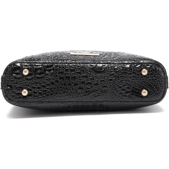 Women Crocodile PU Leather Shoulder Bag Compact Crossbody Purse with Metal Clasp - Picture 8 of 9